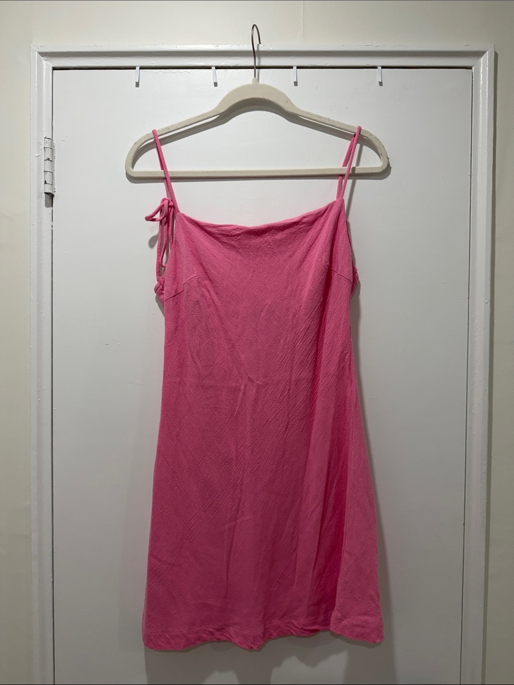 Pink Slip Dress with Tie-Strap - Mini